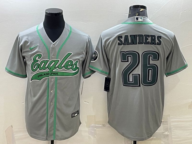 Men Philadelphia Eagles #26 Sanders Grey 2022 Nike Co branded NFL Jerseys